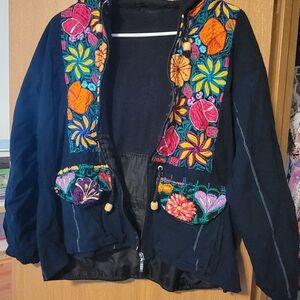 Embroidered Floral Black Jacket
